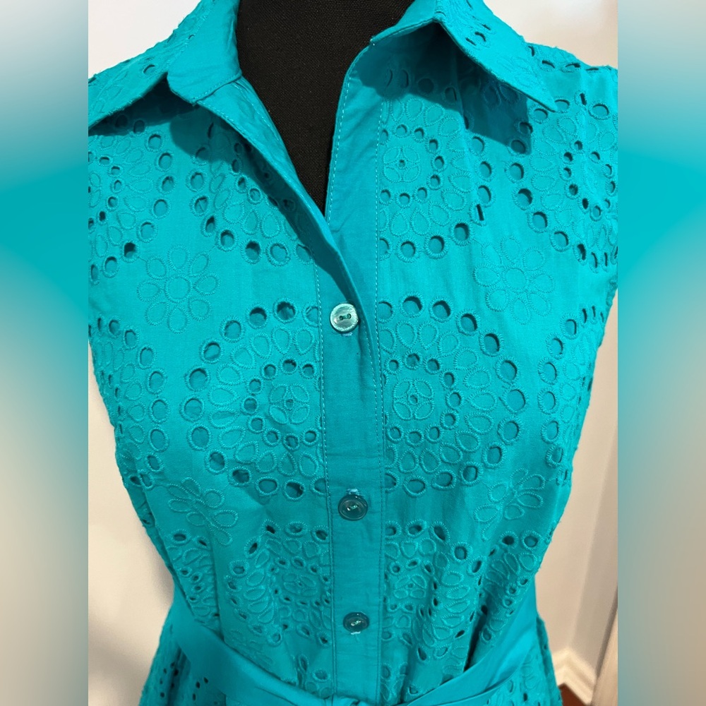 NWOT Lilly Pulitzer ❤️🔥SAMPLE❤️🔥Maxi Teal Sleeveless Eyelet Dress 10 - Picture 8 of 17